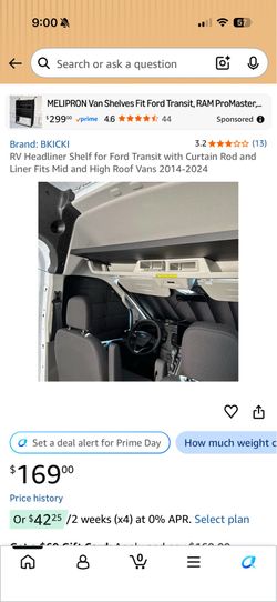 Ford Transit Headliner Shelf