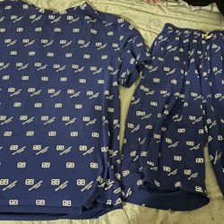 Blue Logo Balenciaga Matching T-Shirt & Shorts