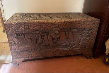 Vintage Hand Carved Chinese Camphor Chest