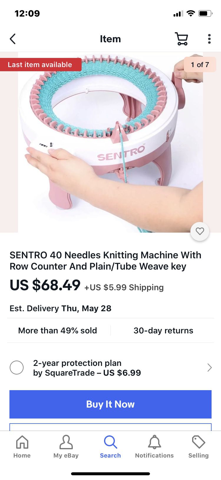 SENTRO 40 Needles Knitting Machine With Row Counter And Plain/Tube