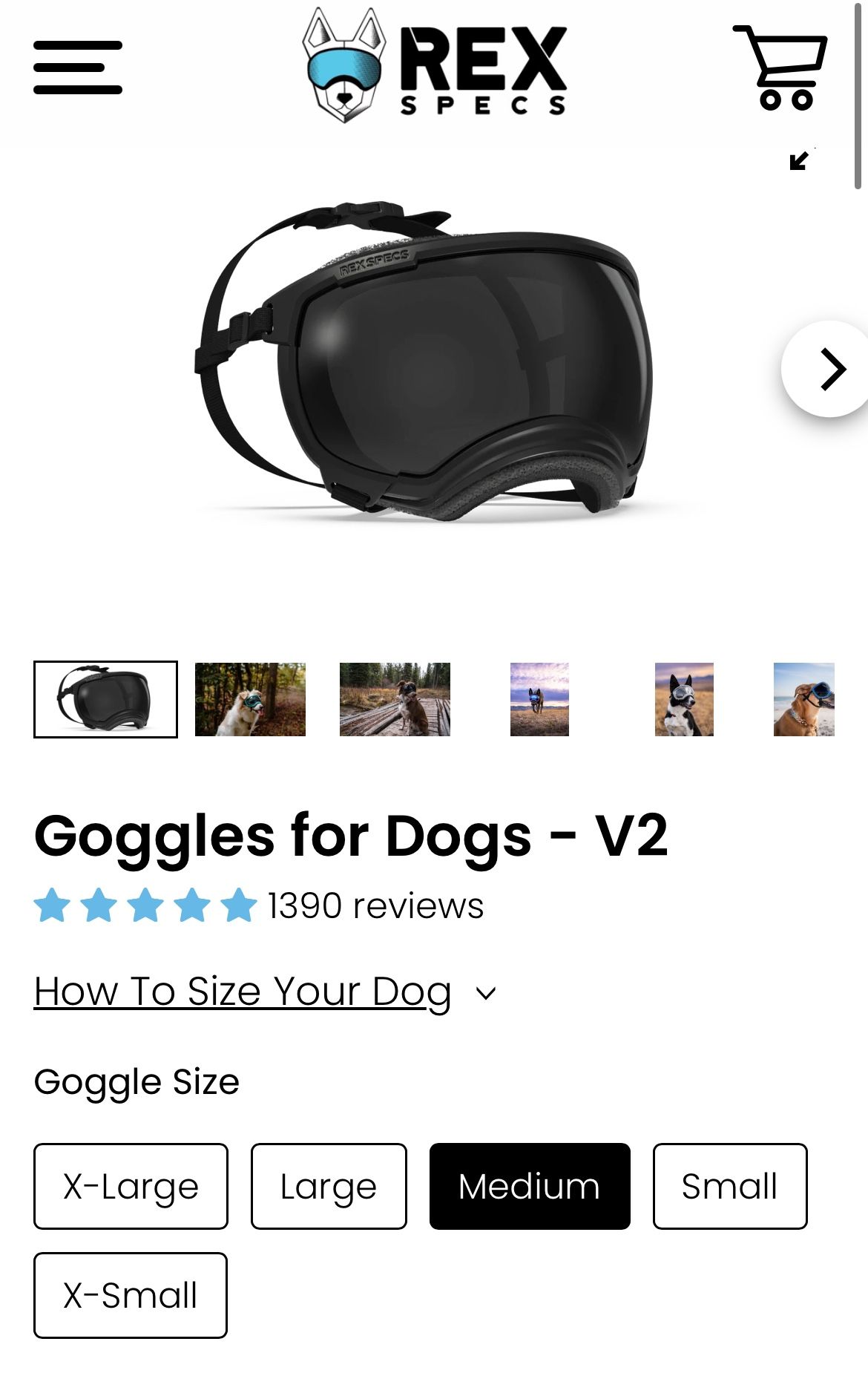 USED 1 TIME: REX SPECS, goggles for dogs, dog goggles, black, size medium, perfect condition