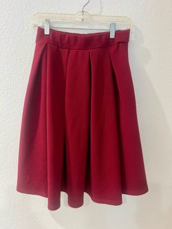 Maroon Pleated A-Line Midi Skirt