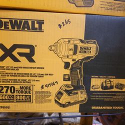 Dewalt 20v Max 1/2" Mid Range Impact Wrench With Hog Ring Anvil Kit 