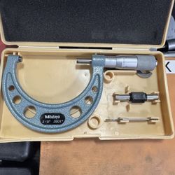 Three Micrometers and Depth Micrometer 0-4