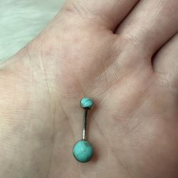 Turquoise And Silver Belly Ring