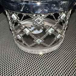 Bath Body Works 3-Wick Candle Holder Gemstone Diamond Trellis Silver Bling 