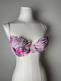Victoria’s Secret PINK Date Push Up Floral Bra Leaf Print Lace Sz 36C Multi