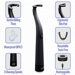 FLAUS Electric Flosser (Oprah's List, Shark Tank) 3 Speeds + 45 Refill Heads (Gentle Gliding Floss for Sensitive Gums) Water Flosser Alternative, Dent