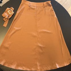 SHEIN Large Brown Dress Skirt (Belt Included)