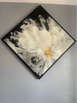 Abstract White Flower Framed Canvas Wall Art
