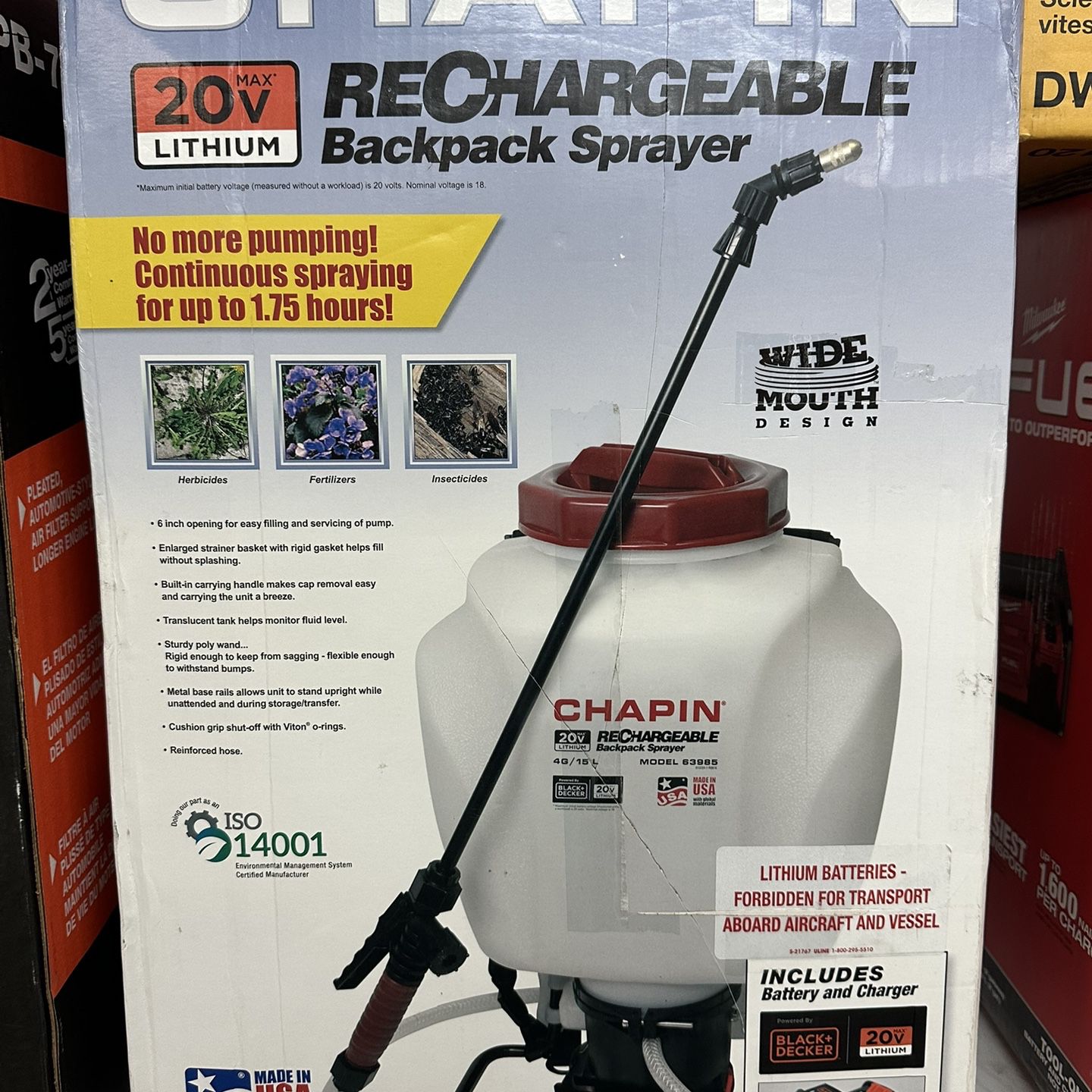 NEW! Chapin International 20V Black & Decker Backpack Sprayer, 4 gal, for  Sale in Peabody, MA - OfferUp