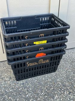 Set of 5 Shopping Baskets Black Plastic Grocery Store Basket