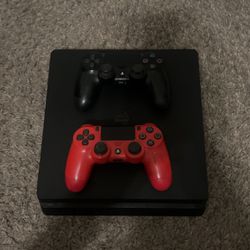Playstation 4 Slim model, Black and about 10X11