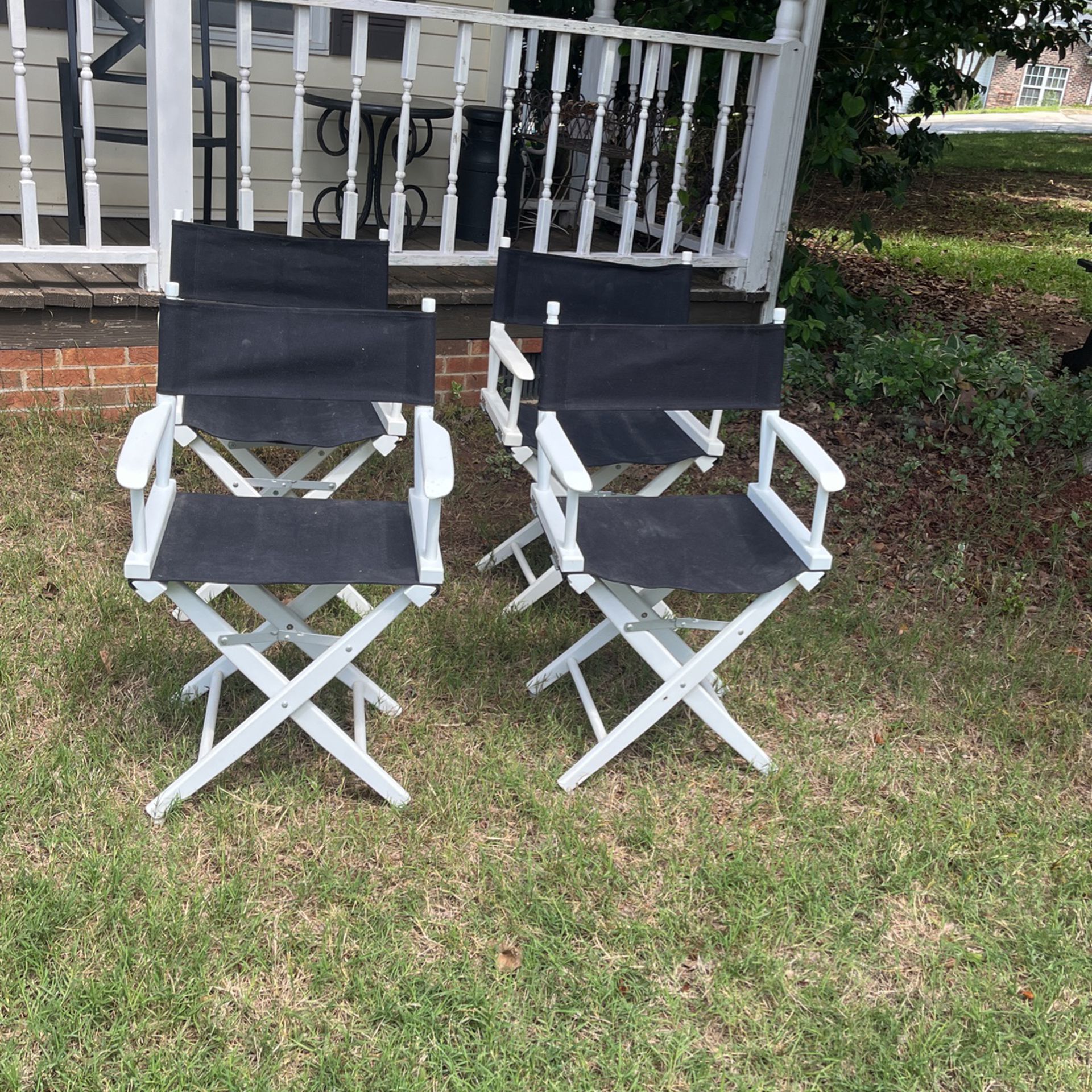 White And Black Folding Directors Chairs 