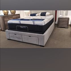 Queen Therapedic Hybrid Bedroom set. Nightstand and Dresser with mirror. (2 sets available)
