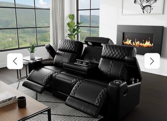 Padded pattern black couch