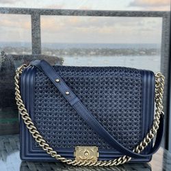 Chanel Boy Flap Bag Braided Sheepskin XL Woven
