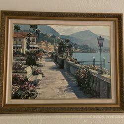 Decorative canvas print painting of lakeside Italy