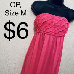 OP, Pink Strapless Dress, Size M
