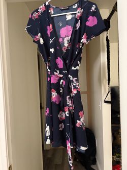 Blue Floral Side-Tie Dress
