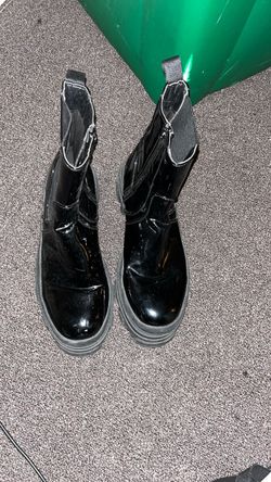 Black Patent Leather Ankle Boots