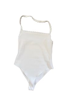NWT Zara White One-Piece Swimsuit with Scalloped Trim