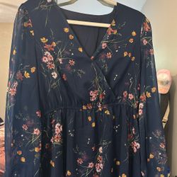 Navy Blue Floral Dress