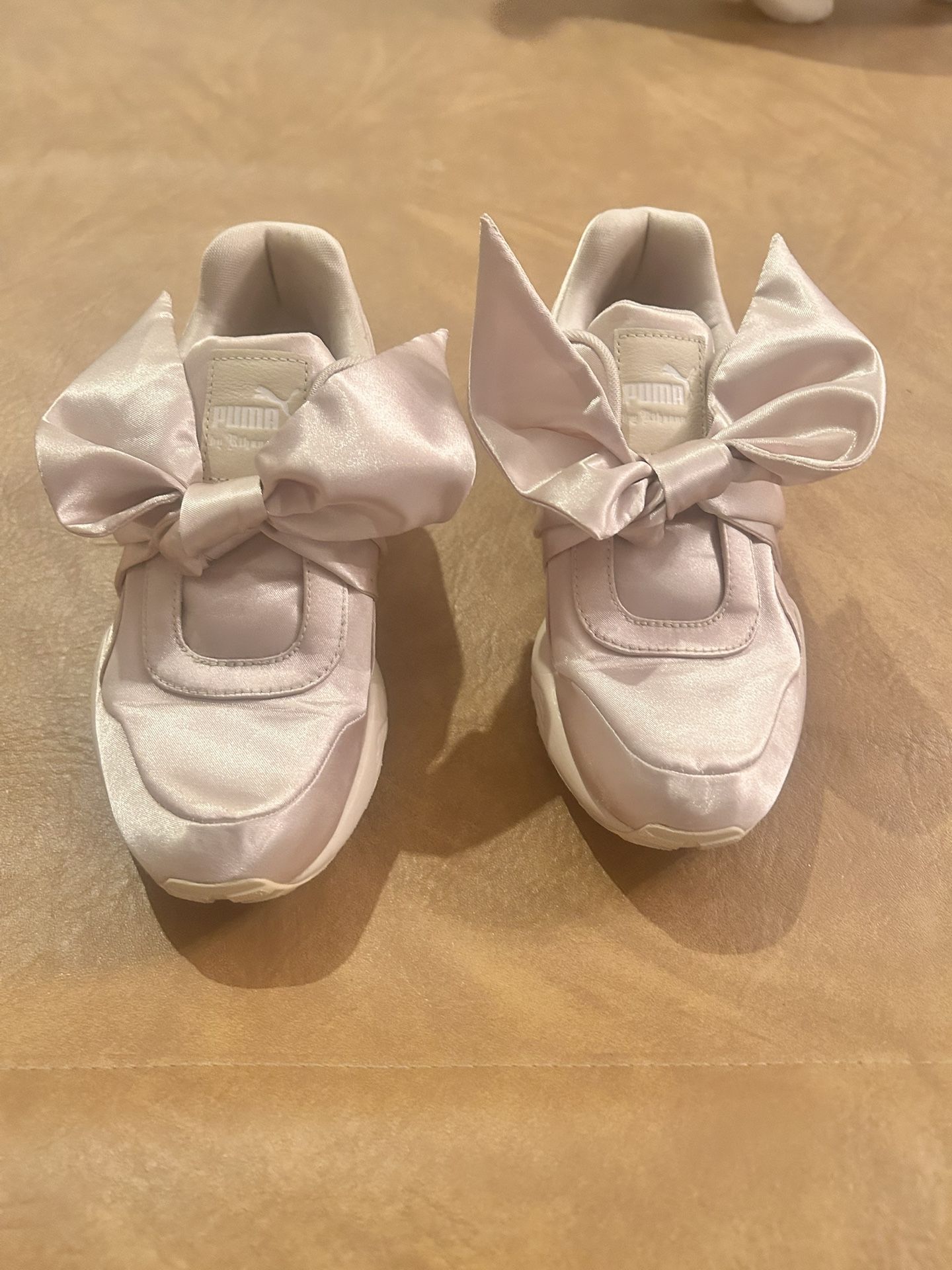 PUMA x Fenty Satin Bow Light Gold Women’s Sneakers w/matching Hat