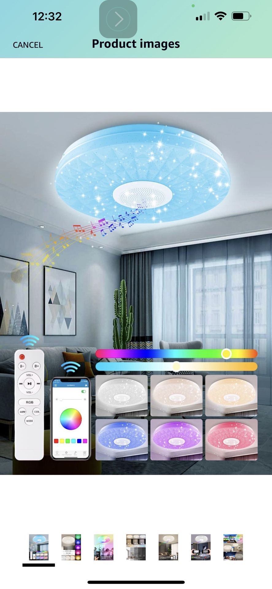 Led Ceiling Lights,Music Ceiling Light with Bluetooth Speaker,36W RGB RGB Color Changed Bedroom Light with APP and Remote Control, Timer Brightness Di