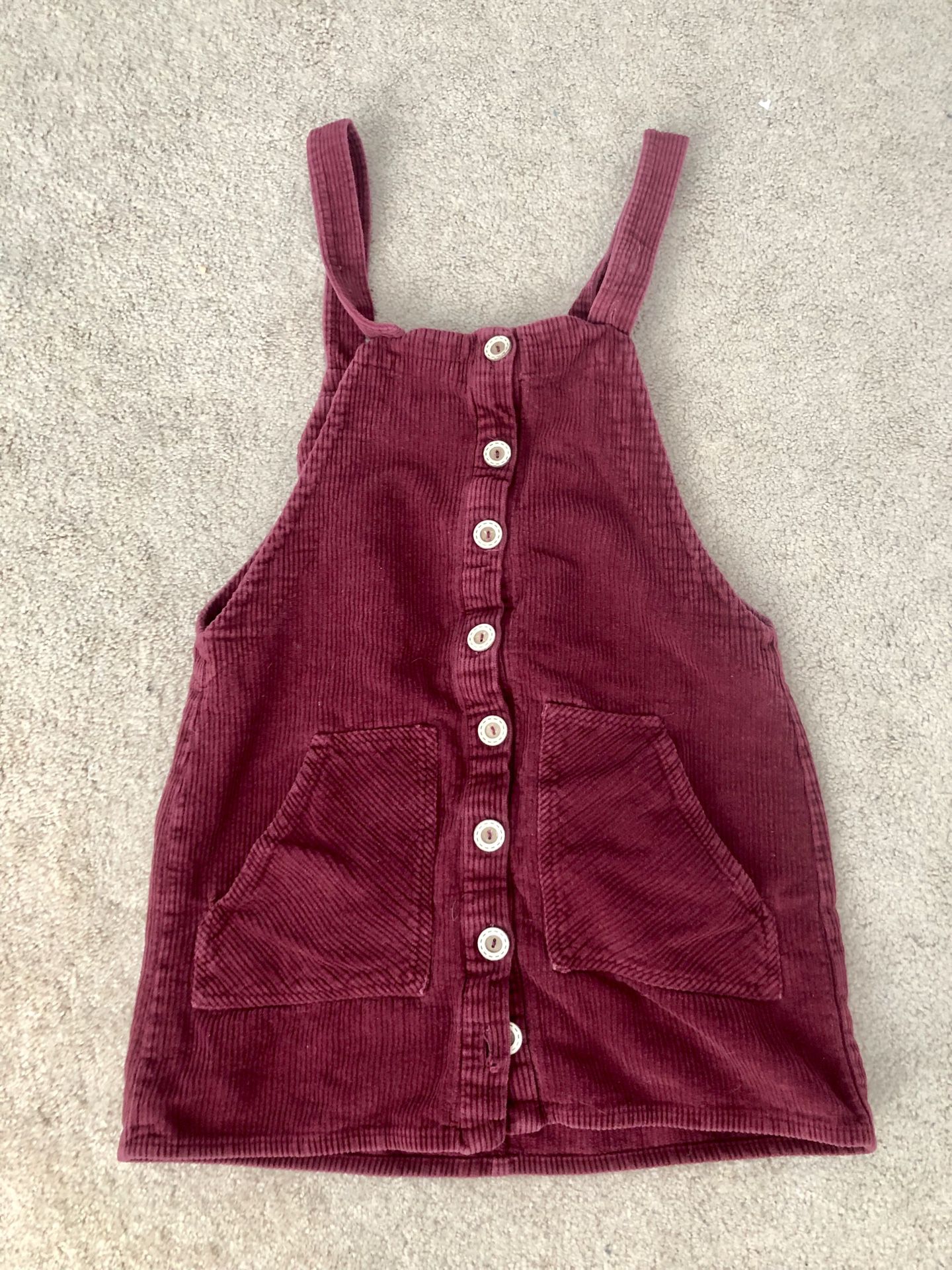 Short Red Overall Dress, Forever 21, Size Small