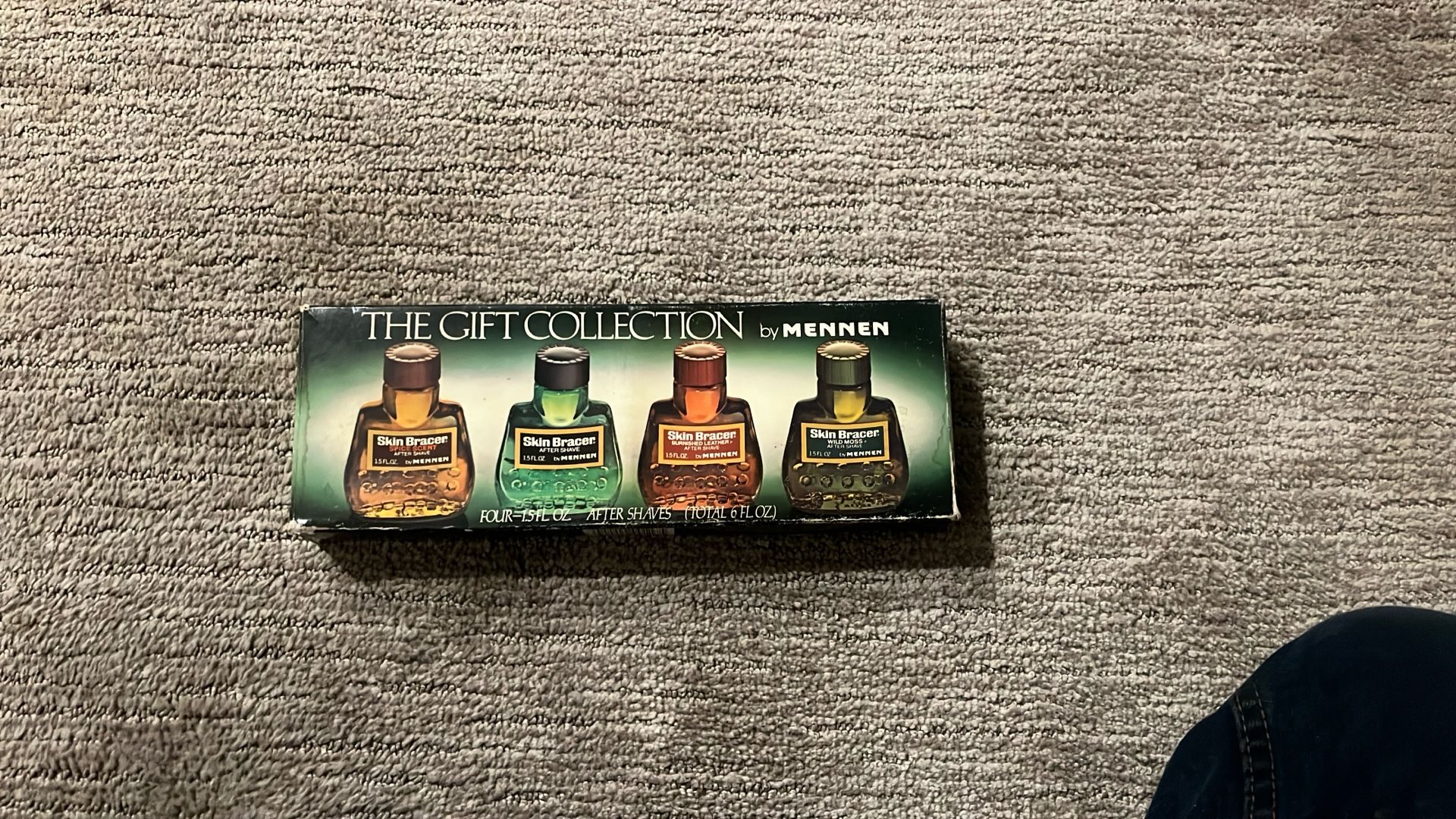 Vtg Mennen Skin Bracer After Shave Set 4, Spice Scent, Wild Moss, Burnished Leather, After Shave