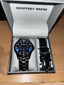 Brand New Men's Geoffrey Beene Watch - Gunmetal & Blue Dial