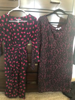 Pea In The Pod Maternity Lip Kiss Wrap Dress & Jessica Simpson Maternity Black & Maroon Dress-size Small-$20/each OBO 