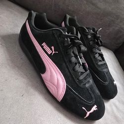 Puma Speedcat OG Premium Suede Black Pink Women Size 10 Sneakers Shoes 400986 57