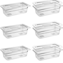 6 Pack 1/3 Size 4'' Deep Clear Food Pans with Lids