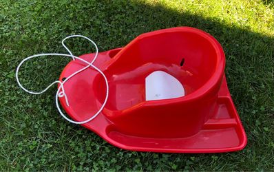 Flexible Flyer Red Plastic Kids Snow Sled with Pull Rope