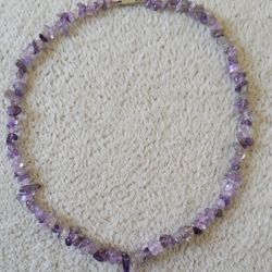 Handmade Amethyst Crystal Choker Natural Stone, Raw Chip Beads, 14 Inch, New 