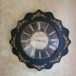 24" Paris Baroque French Roman Numeral Antique style Black Decorative Clock cottagecore classic