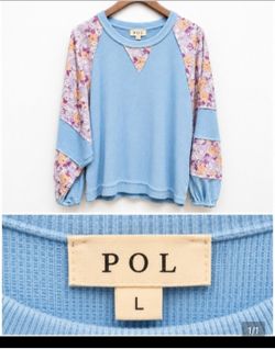 Light Blue & Floral POL Blouse