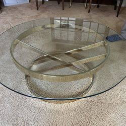 Glass And Brass Coffee Table   