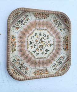 Vintage Decorative Floral Bird Serving Tray