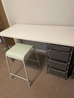 Desk white IKEA w/baskets