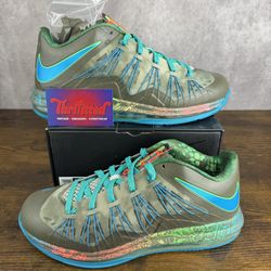 NEW Nike Air Max LeBron 10 Low Swamp Thing Reptile Size 10 579765-301 Multicolor Men’s Basketball Shoes OG Rare