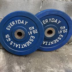 Olympic Weights Pair Of Olympic 45s . Good Solid 45lbs Workout Weight