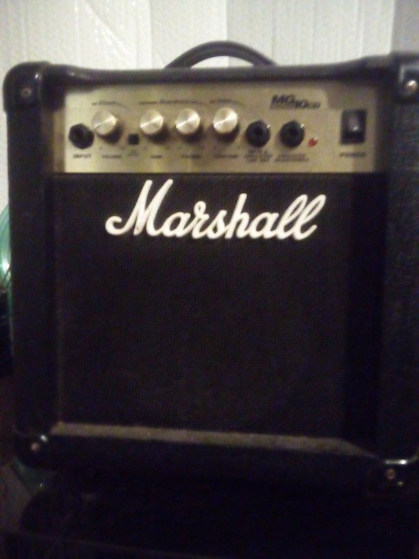 Pearl White Fender Squire With Marshall Amp