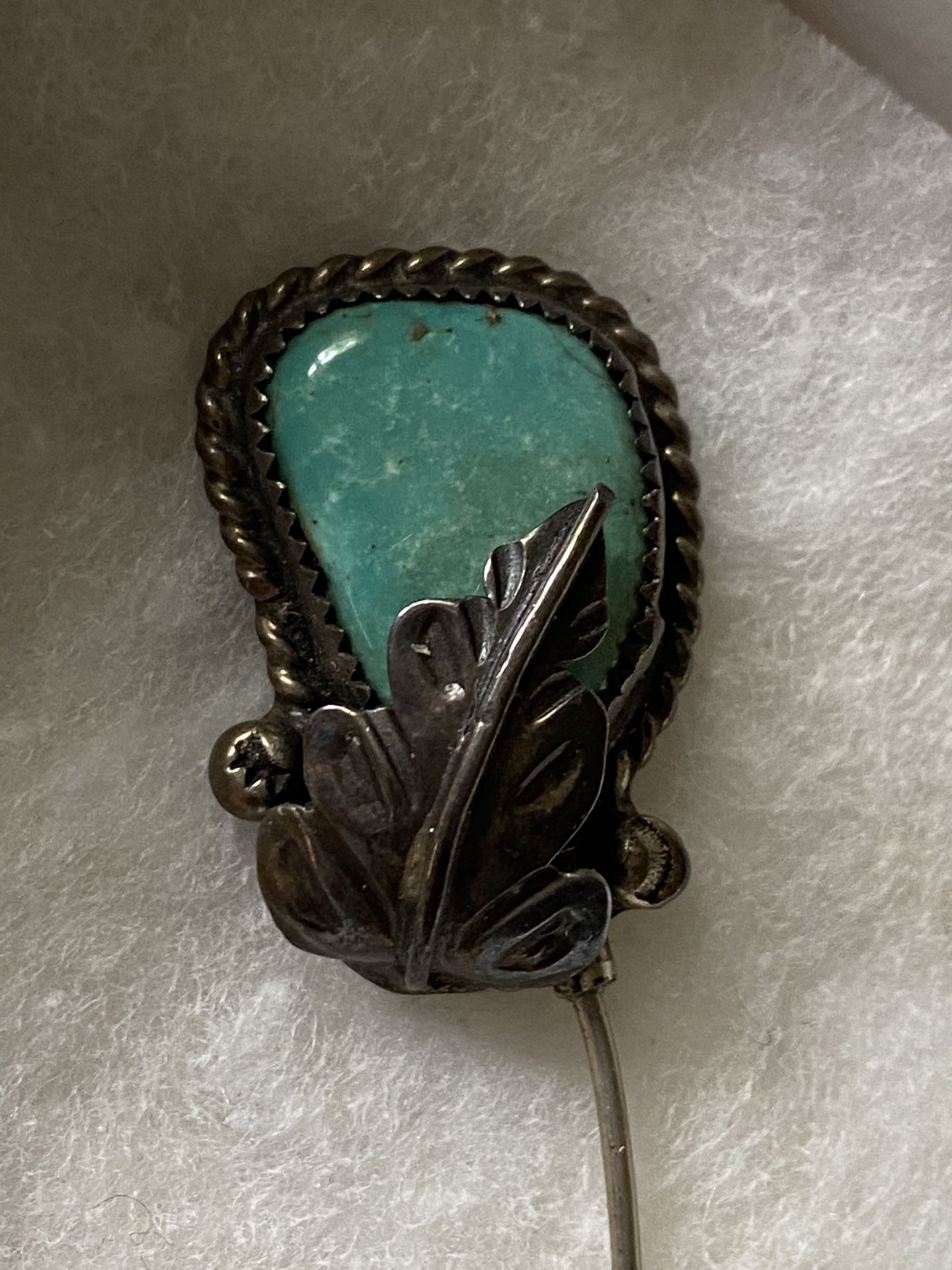 Real Turquoise and Sterling Silver Vintage Stick Pin