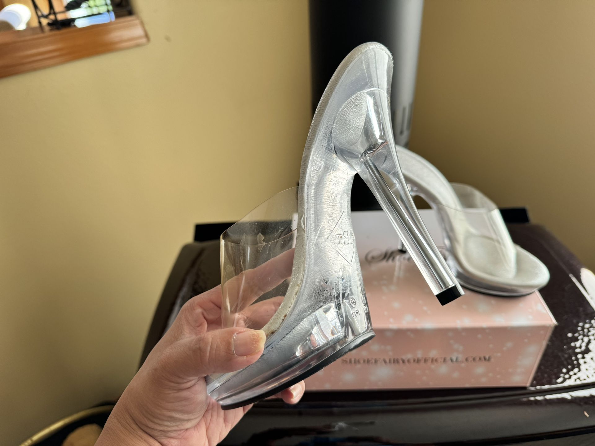 The Shoe Fairy Olympian Competition Clear Heels Size-6