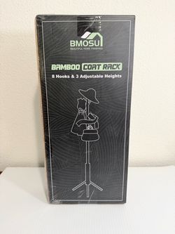 BMOSU bamboo Coat Rack 8 hooks & 3 Adjustable heights