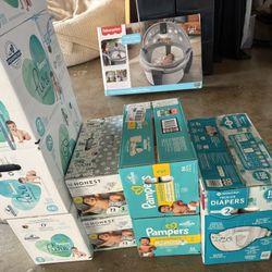 Size 2 Pampers Swaddlers, Pamper Pure, Honest, And Members Mark Diapers