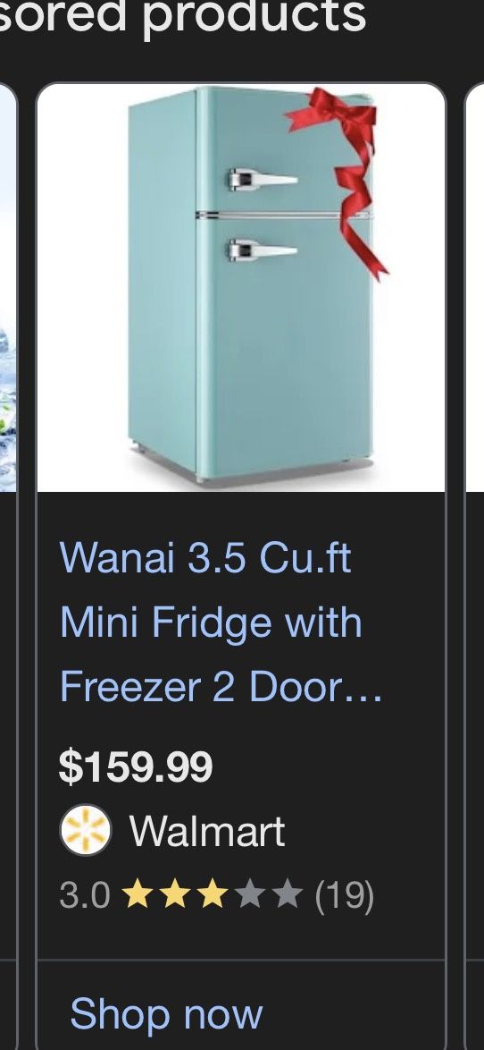 Light Blue Mini fridge with freezer